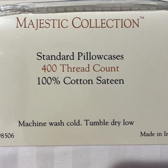 Majestic collection ivory sateen cotton stripe on stripe nwt standard size - Picture 5 of 7